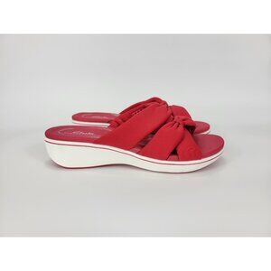 Clarks Cloudsteppers Breeze Rae Ava Sandals Women Size 7.5 Wide Cherry Red 28963
